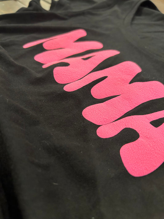 "Mama" Scoop Neck T-Shirt with raised puffy lettering