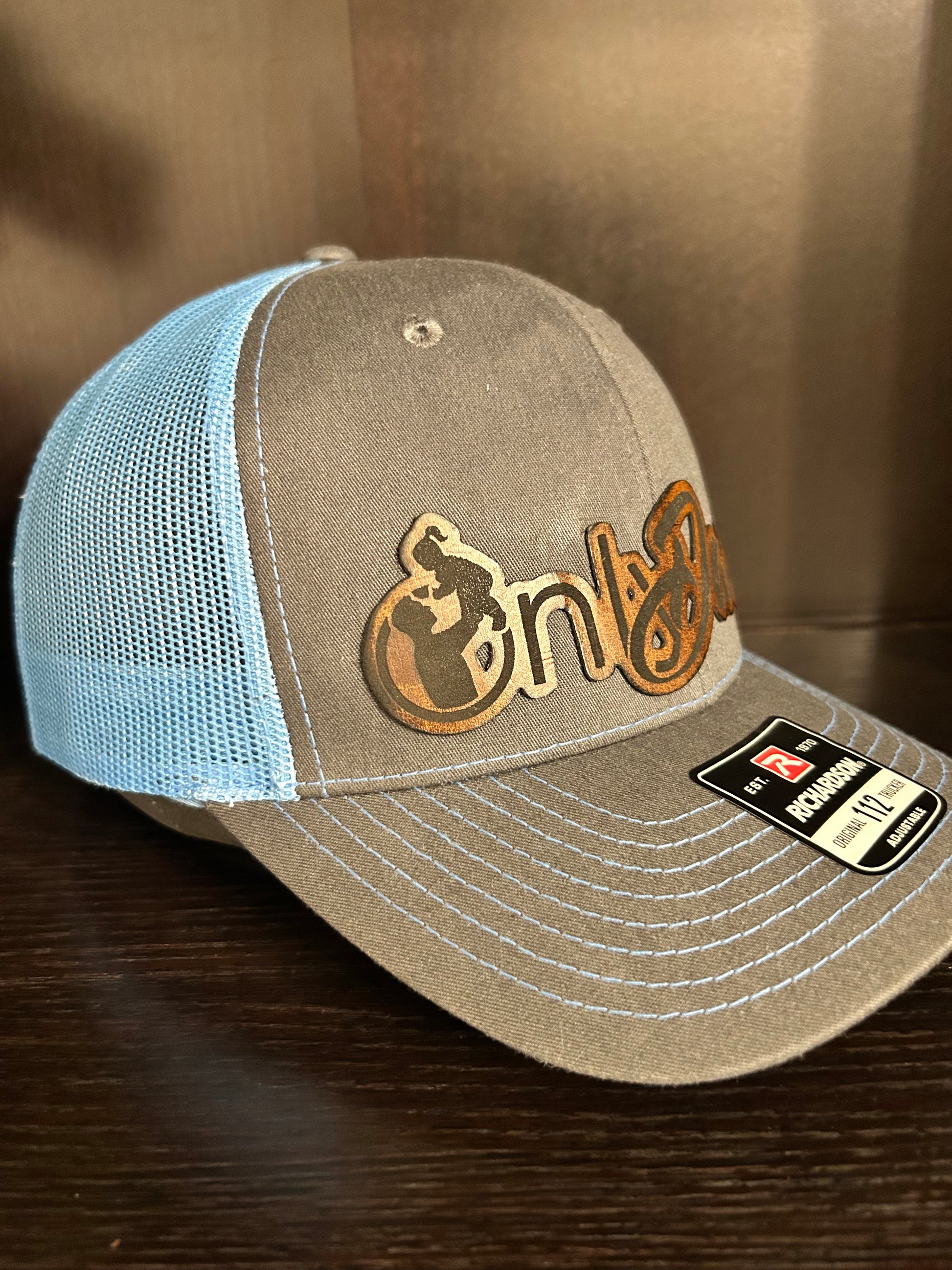 "OnlyDads" Trucker Hat - Charcoal / Columbia Blue