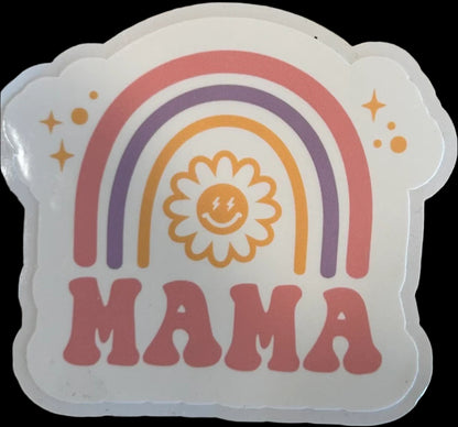"MAMA" WITH FLOWER AND RAINBOW Custom Sticker 2.5"x2.75"