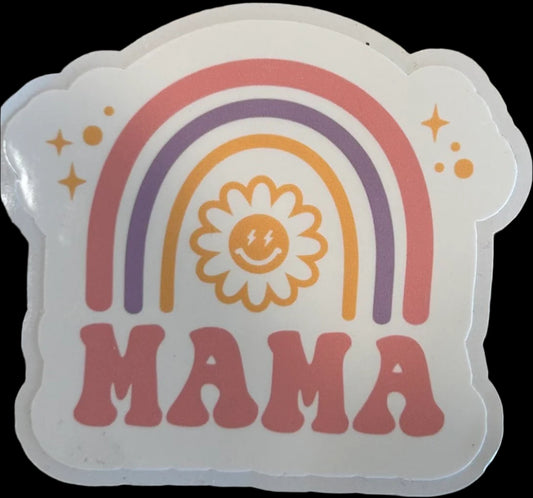 "MAMA" WITH FLOWER AND RAINBOW Custom Sticker 2.5"x2.75"
