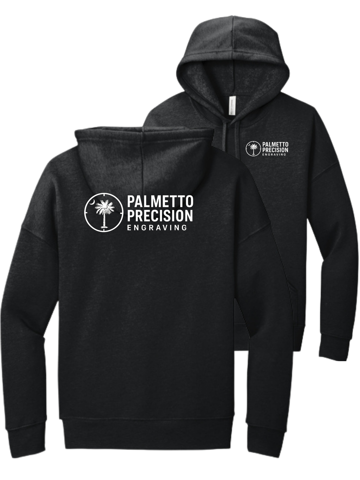 Palmetto Precision Engraving Lightweight Hooded Sweatshirt in Dark Heather Grey