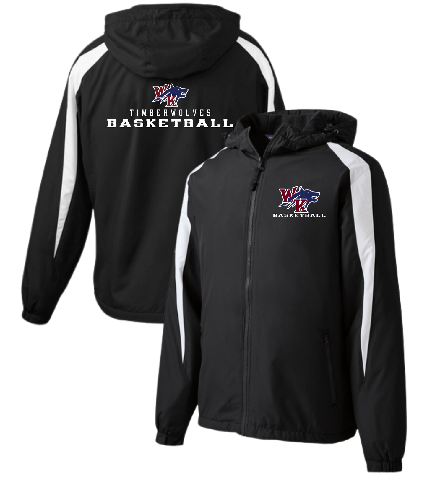 White Knoll High School Basketball - Fleece-Lined Colorblock Jacket