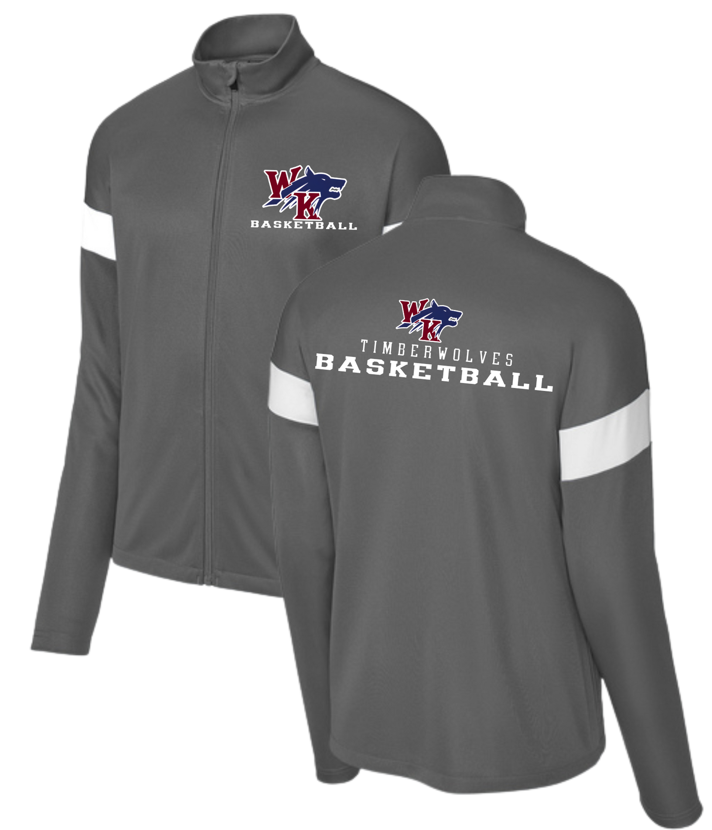 White Knoll High School Basketball Full Zip Warm-Up Jacket