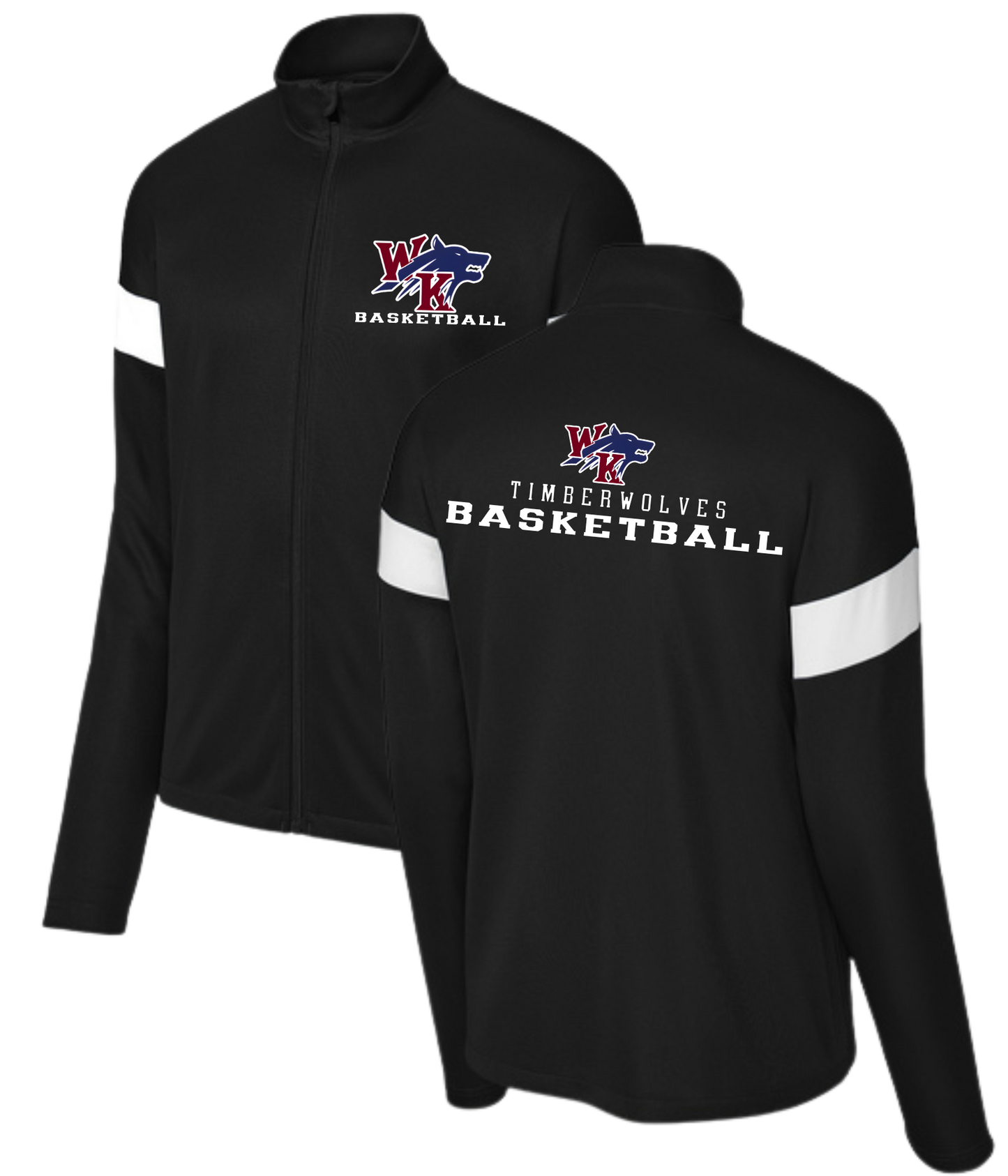 White Knoll High School Basketball Full Zip Warm-Up Jacket