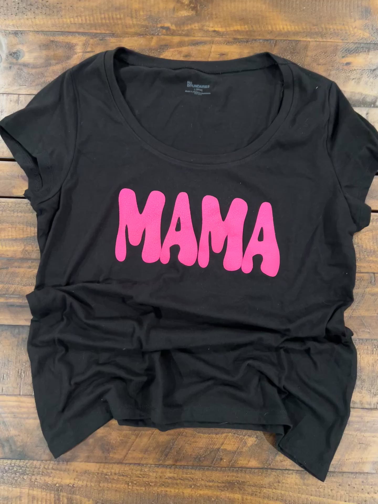 Custom "Mama" T-Shirt with pink raiser puffy lettering